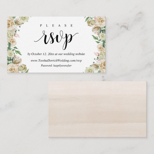 Online RSVP, Modern Dusk Florals Enclosure Card Informatiekaartje (Voorkant / Achterkant)