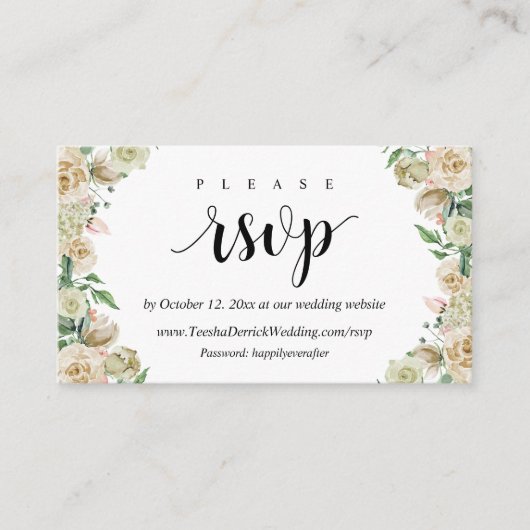 Online RSVP, Modern Dusk Florals Enclosure Card Informatiekaartje (Voorkant)