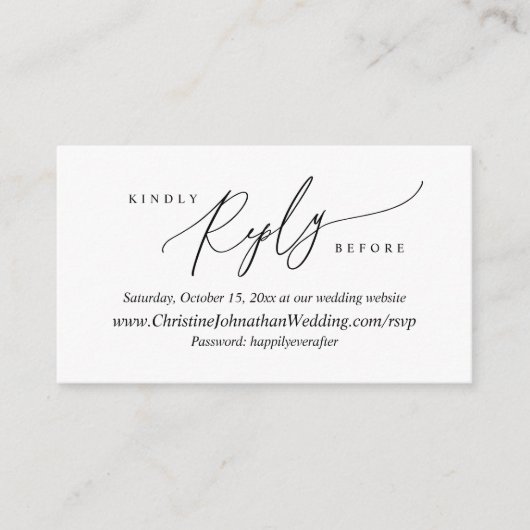 Online RSVP, modern Eenvoudig Zwart script Informatiekaartje (Voorkant)