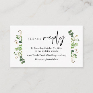 Online RSVP, Modern minimalist Greenery Informatiekaartje