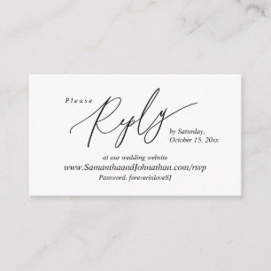 Online RSVP, Modern Simple Black Calligraphy Enclo Informatiekaartje