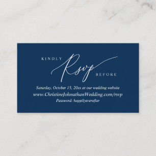 Online RSVP, Modern Simple Navy Blue-kalligrafie Informatiekaartje