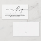 Online RSVP, Moderne Minimale Zwarte manuscriptslu Informatiekaartje (Voorkant / Achterkant)