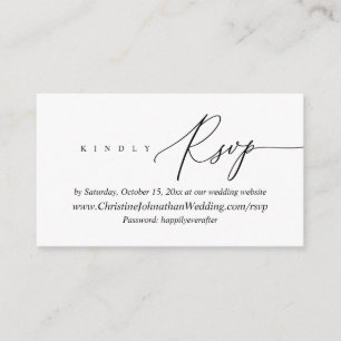 Online RSVP, Moderne Minimale Zwarte manuscriptslu Informatiekaartje