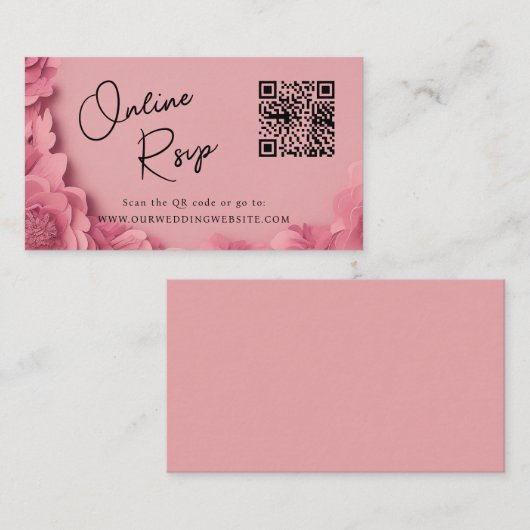 Online RSVP QR Code barbiecore bruiloft website Visitekaartje (Voorkant / Achterkant)