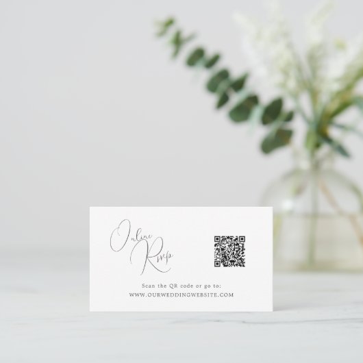 Online RSVP QR Code kust bruiloft website Visitekaartje (Staand voorkant)
