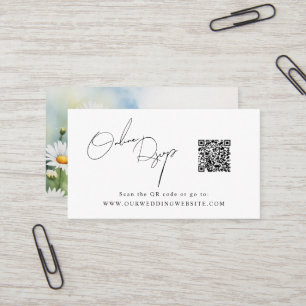 Online RSVP QR Code madeliefjes lente website Visitekaartje