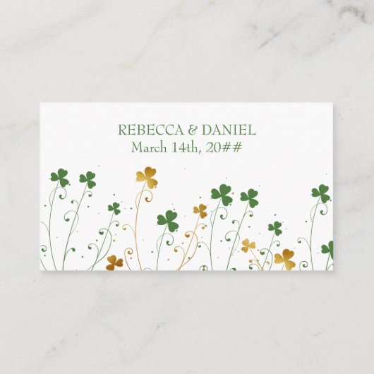 Online RSVP QR Code Shamrock Wildflower Weddenscha Informatiekaartje (Achterkant)