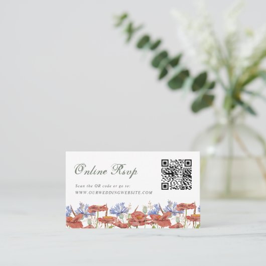 Online RSVP QR Code wildbloembruilwebsite Visitekaartje (Staand voorkant)