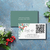 Online RSVP QR Code Winter Berries Weddenschap Web Informatiekaartje