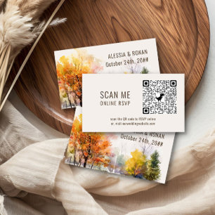 Online RSVP QR-code Woodsy Fall Wedding Website Informatiekaartje