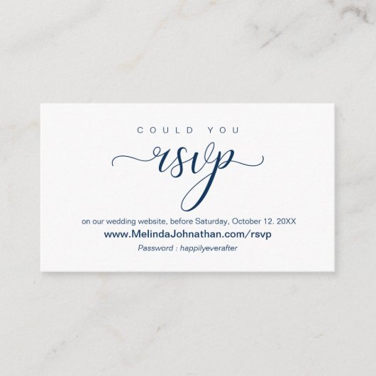 Online RSVP website reageren, bruiloft Informatiekaartje (Voorkant)