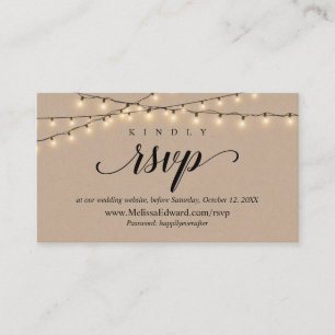 Online RSVP-website, String Lights Kraft Enclosure Informatiekaartje