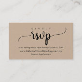 Online RSVP-website, zwart script, bruine Kraft Informatiekaartje (Voorkant)