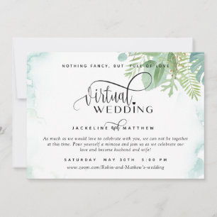Online Virtual Wedding Elegant Greenery Waterverf Save The Date