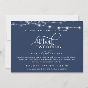Online Virtual Wedding Marine Blauw, String Lights Save The Date