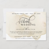 Online Virtual Wedding, Sand Tan Waterverf Save The Date (Voorkant)