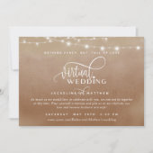 Online virtuele bruiloft Terracotta, String Lights Save The Date (Voorkant)