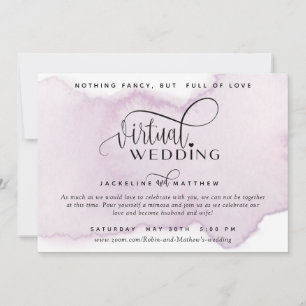 Online virtuele bruiloft, Waterverf Mauve Lavender Save The Date