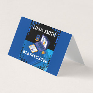 Online Web Developer Social Media Manager Blauw Visitekaartjes