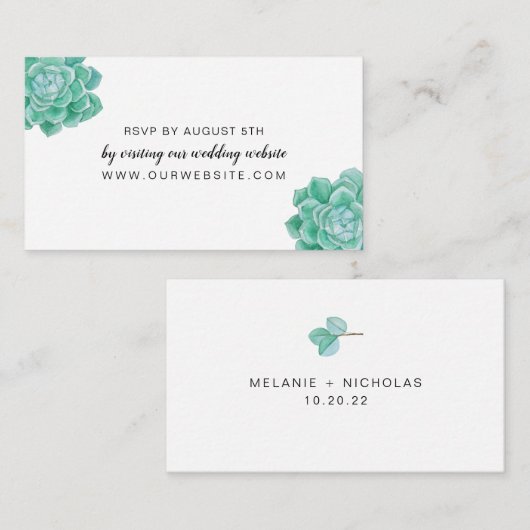 Online websitekaarten voor Succulent Wedding RSVP Informatiekaartje (Voorkant / Achterkant)