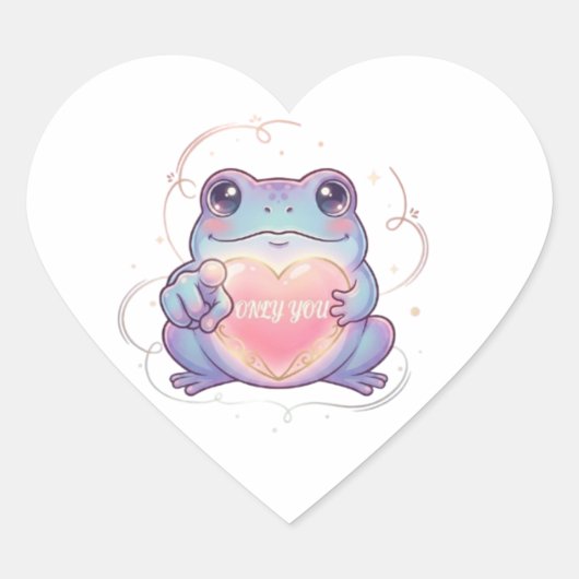 Only You Frog Sticker Cute Frog Glowing Heart Roma (Voorkant)