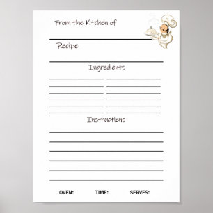 Onmiddellijk downloaden Receptenblad of Poster