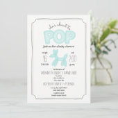 Onmiddellijk Pop Blue Balloon Animal Baby shower Kaart (Staand voorkant)
