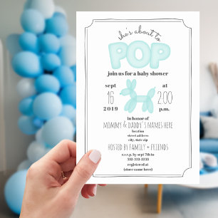 Onmiddellijk Pop Blue Balloon Animal Baby shower Kaart