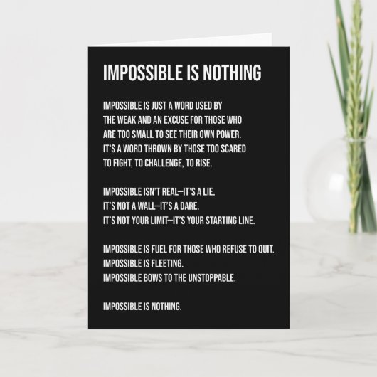 Onmogelijk is niets, gym, drukte, succes, grind kaart (Voorkant)