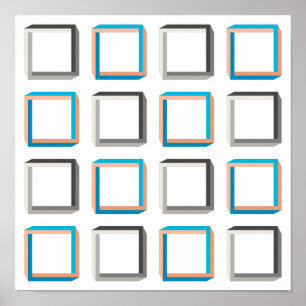 Onmogelijk kwadraten elegant geometrisch patroon poster