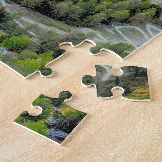 Onmogelijke puzzel - blauwe en groene berg legpuzzel (Zijkant)