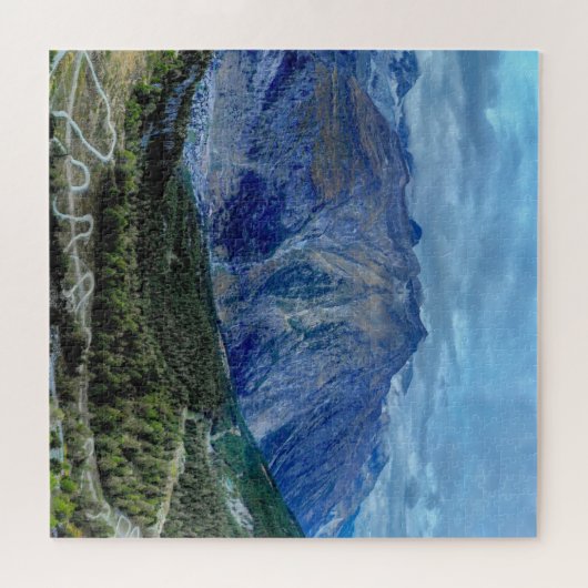 Onmogelijke puzzel - blauwe en groene berg legpuzzel (Horizontaal)