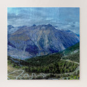 Onmogelijke puzzel - blauwe en groene berg legpuzzel (Verticaal)