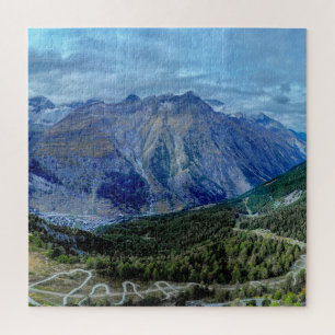 Onmogelijke puzzel - blauwe en groene berg legpuzzel