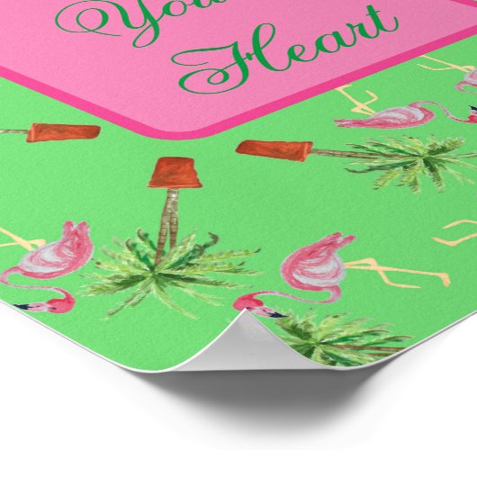 Onnodig uw hartritmeroze flamingo Flamingos kunstd Poster (Hoek)
