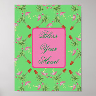 Onnodig uw hartritmeroze flamingo Flamingos kunstd Poster