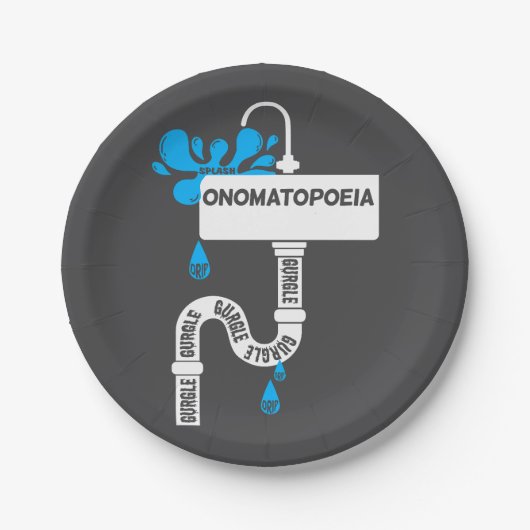 Onomatopee creatief schrijven of poëzie papieren bordje (Voorkant)