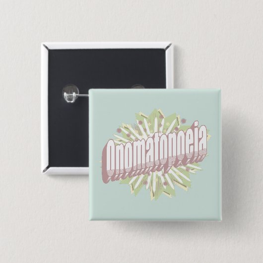 Onomatopoeia Explosion English Language Vierkante Button 5,1 Cm (Voorkant /achterkant)