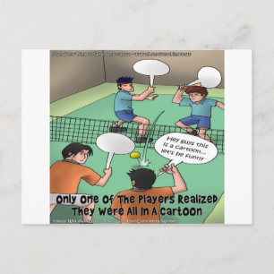 Onpretentielke Tennis Cartoon Grappige T-Shirts Ka Briefkaart