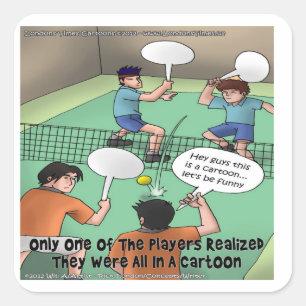Onpretentige Tennis Cartoon Grappige T-Shirts Kaar Vierkante Sticker