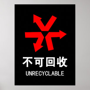 Onrecycleerbaar ~ Hanzi-teken voor Chinese taal Poster