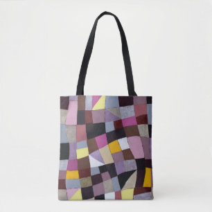 Onregelmatig raster: violet-geel Abstract schilder Draagtas