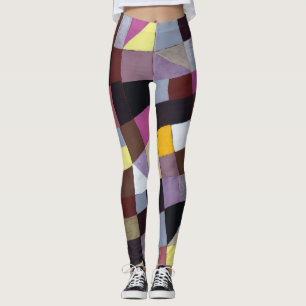 Onregelmatig raster: violet-geel Abstract schilder Leggings