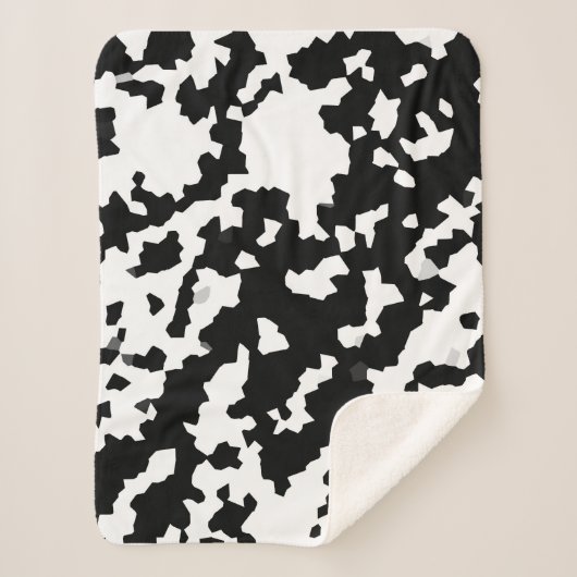 Onregelmatige Abstracte Mozaïek Zwart-wit Camo Sherpa Deken (Voorkant)