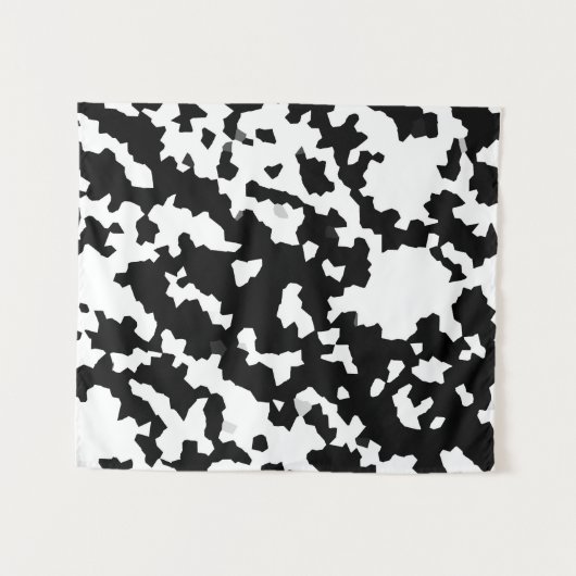 Onregelmatige Abstracte Mozaïek Zwart-wit Camo Wandkleed (Voorkant (horizontaal))