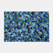 Onregelmatige blauwe en groene mozaïekoverlay deurmat (Voorkant)