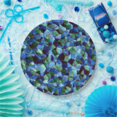 Onregelmatige blauwe en groene mozaïekoverlay papieren bordje (Feest)