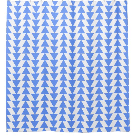 Onregelmatige driehoeken - Babyblauw op wit Douchegordijn (Voorkant)