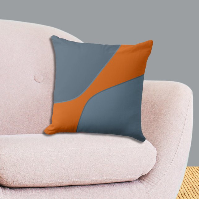 Onregelmatige Oranje en Blauwe Kwartvormen   Kussen (Irregular Orange and Blue Quarter Shapes Throw Pillow, Livingroom)